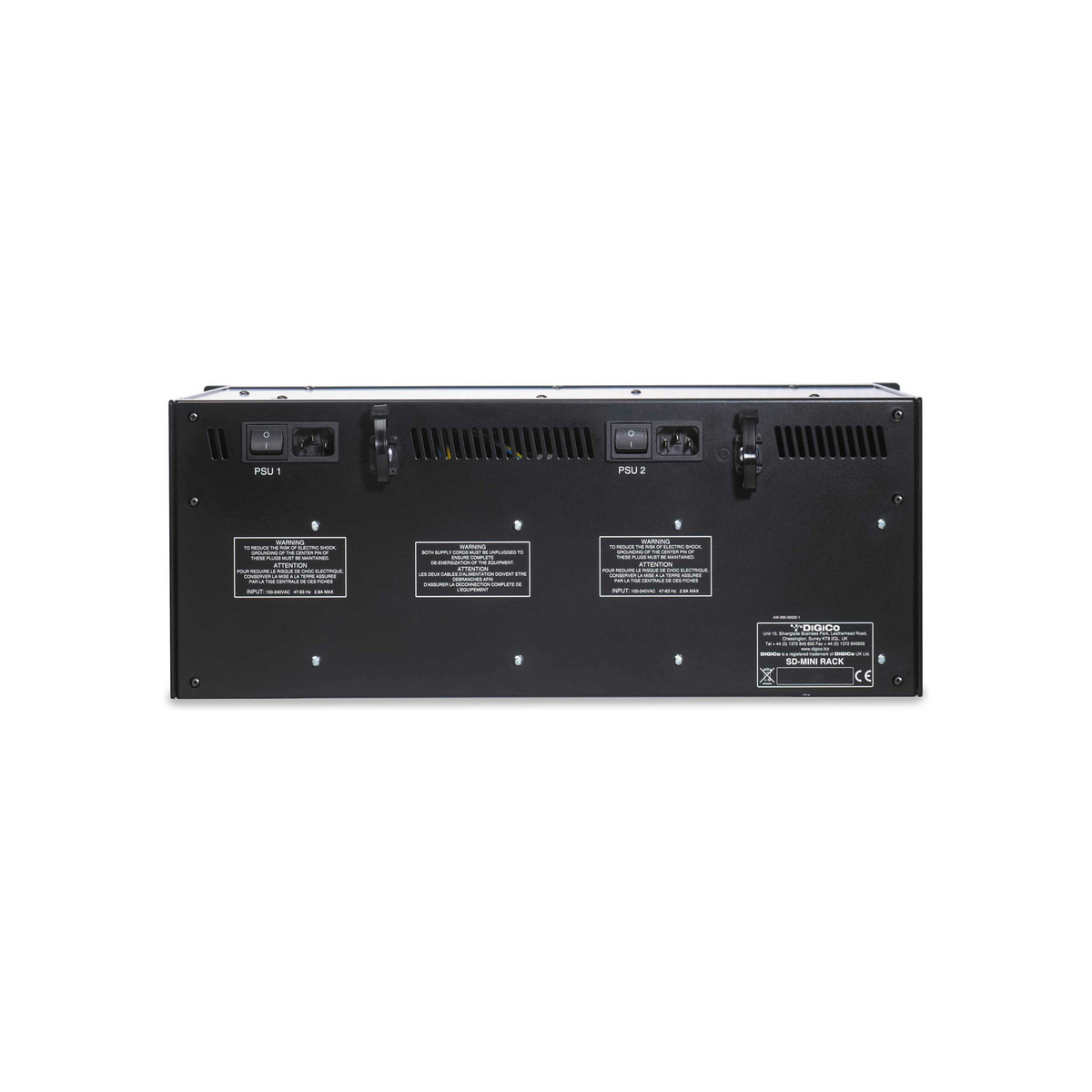 DiGiCo SD-Mini Rack compact 4U stage I/O rack, rear view