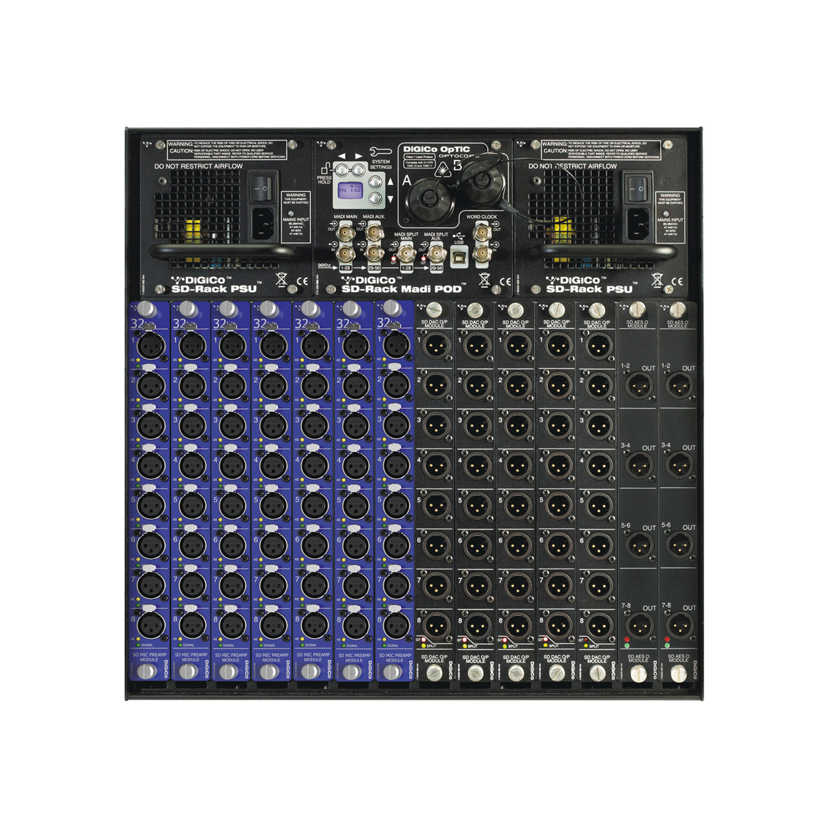 DiGiCo SD-Rack 14-slot stage I/O rack, fitted with I/O cards (sold separately)